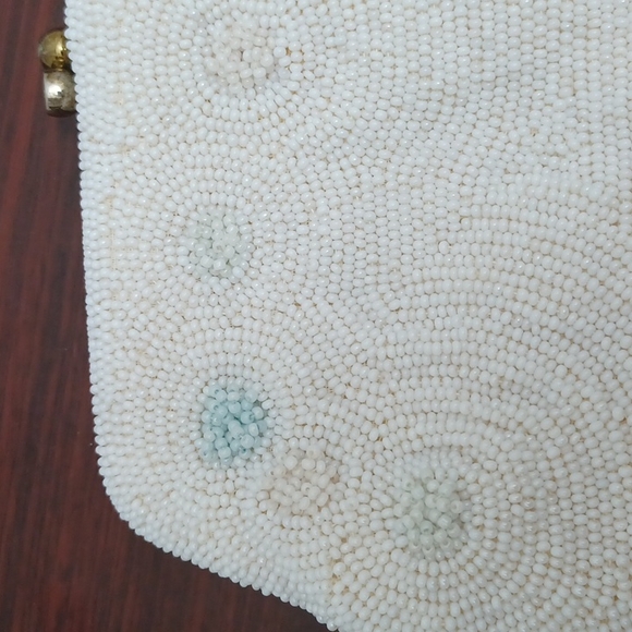 Vintage white seed bead beaded wedding clutch bride bag - Picture 2 of 5